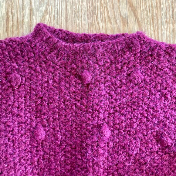 Handmade Italian Pink Wool Pom-Pom Sweater Shirt Womens Medium - Picture 2 of 9